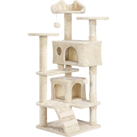 Homevive Rascador para Gatos Grandes Torre para Gatos Medianos Casitas de Sisal Centro de Actividad para Gatitos Beige (1/5)