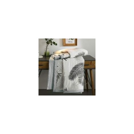 Couvre Lit Matelassée, Doux Microfiber Couvre lit Couverture de lit Jeté de Lit Dessus de Lit Réversible Imprimé en Moderne (150x200cm,Feuilles Blanches) (1/4)