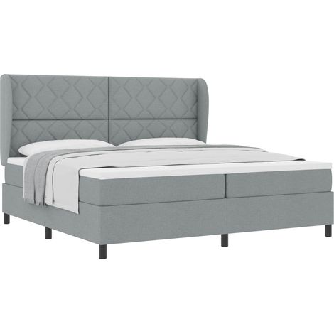 Maison Exclusive - Letto a molle con testiera Grigio chiaro 200 x 200 cm Tessuto (1/5)
