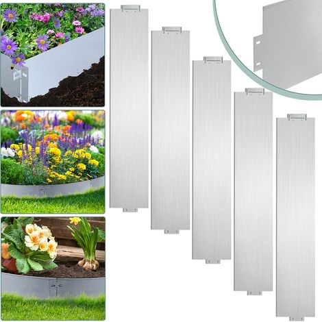 Wolketon Borde de césped Valla de parterre Borde de césped Rejilla para plantas Valla de metal Límite de parterre 100x18cm 25m (1/5)