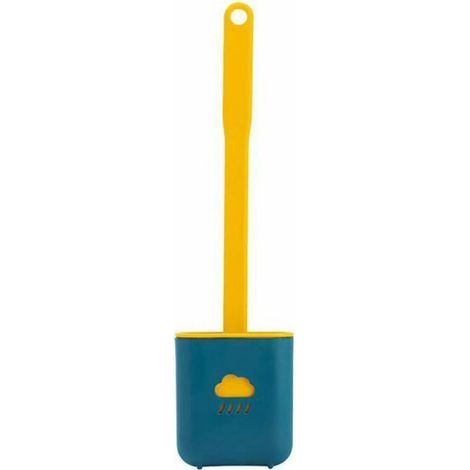 Brosse WC Silicone, Brosse de Toilette, Silicone Antibactérienne balayette WC et Support à séchage Rapide, kit de Brosse WC Suspendu brosses Silicone pour Salle de Bain et WC (Bleu) (1/5)