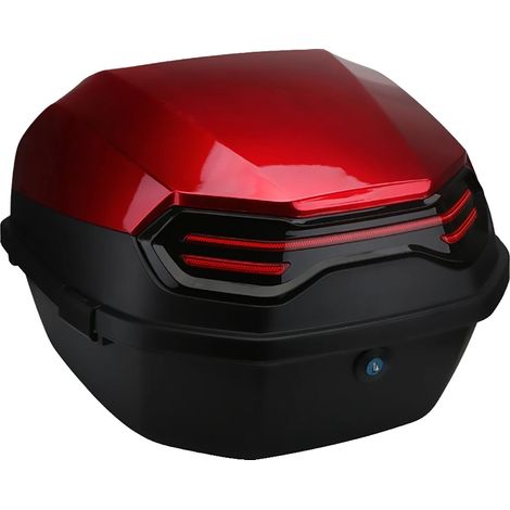 Coffre de moto, design verrouillable, compatibilité universelle, Rouge (1/2)