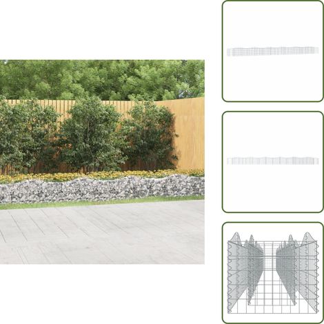 The Living Store Gabionen-Hochbeet mit Hochbogen 600x50x50 cm Verzinktes Eisen - Gabionen-Hochbeet - Gartendeko - Gartenzubehör - Pflanzenkübel - Hochbeet (1/5)