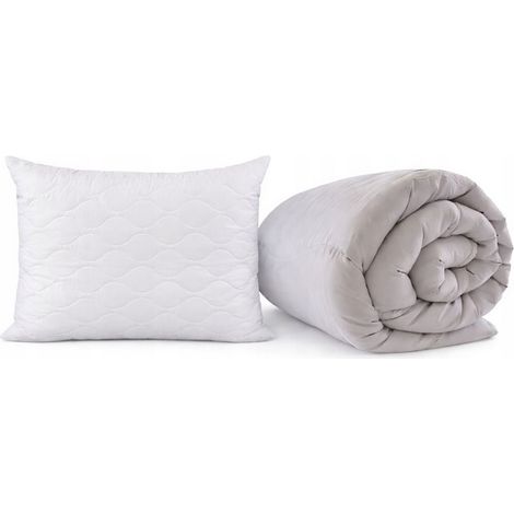 Edred贸n 160x200cm Acolchado C谩lido Todas las Estaciones GRIS-BLANCO + almohada 70x80 (1/5)