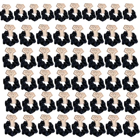 50 paquetes de gomas para el cabello de tela satinada (11 negro) (1/5)
