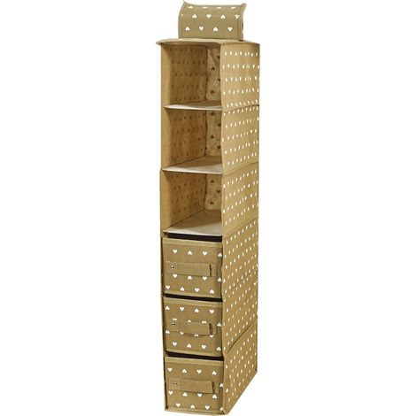 King Home ORDINATORE CON 3 CASSETTI IN TNT BEIGE 15x30x80h cm (1/4)