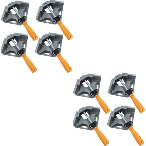 8 Pcs Serre Joint Angle 90 °, Etau D'angle Alliage d'Aluminium, Pince de Soudage d'angle avec Machoire Pivotante Réglable, pour Outils Menuisier, Soudage de Charpentier Gris (1/5)