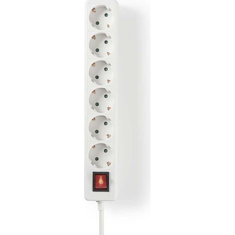 Nedis Steckdosenleiste / Schutzkontakt / Typ F (CEE 7/7) / 6-Wege / 1.50 m / 3680 W / 16 A / Ein-/Ausschalter / Weiss