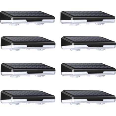 Paquete de 8 luces solares para cercas y terrazas, Resistentes al agua IP65, Alimentadas por energía solar, 8 colores RGB (1/5)