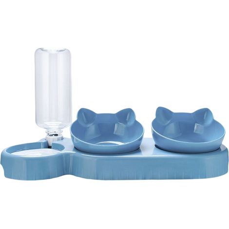 1 gamelle 3 en 1 pour chat, abreuvoir intégré 500 ml, gamelle surélevée réglable 15°, distributeur nourriture eau (1/5)