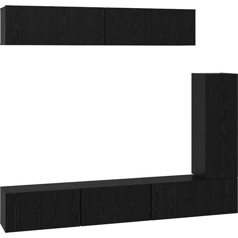 Maison Exclusive - TV-Schrankset 6 pcs Schwarz Eichen-Optik Holzw