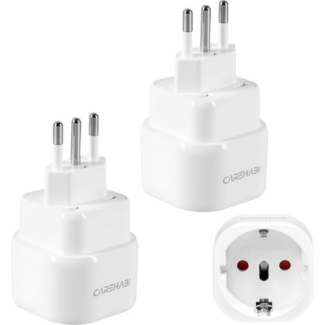 Lot de 2 Adaptateur Prise Italienne, Voyage Prise Type L Douille, Tour Convertisseur IT, Base Adaptateur pour UE vers Uruguay, Chili, Éthiopie, Italie, Libye, Syrie (1/5)