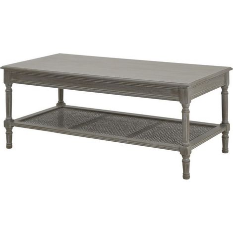 The Serene Rattan Collection Coffee Table - Wood - L60 x W120 x H48 cm - Grey