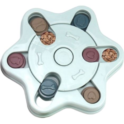Jouet intelligent/puzzle pour chien avec couineur, forme hexagonale, bleu (1/5)