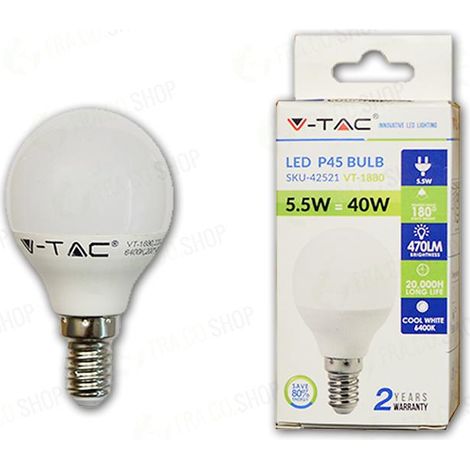 LAMPADINA LED 6W E14 P45 BIANCO CALDO 2700K                                                              - Luce CALDA
