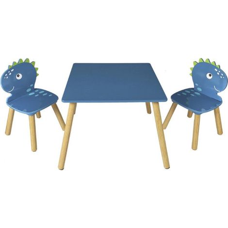 Table & 2 Chaises Enfant "Dino" 55cm Bleu (1/5)