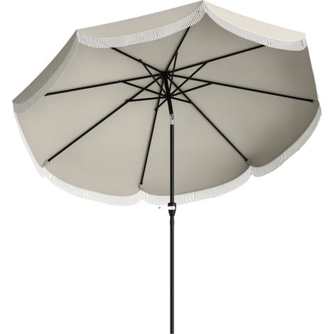 Ombrellone da Giardino Rougeondo 2.7x2.4 m con Manovella, in Métalo e Poliestere, Grigio Chiaro