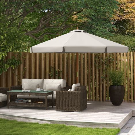 Parasol de jardin à double toile. En bambou et polyester. Ø 325 x 250 cm. Gris. (1/5)