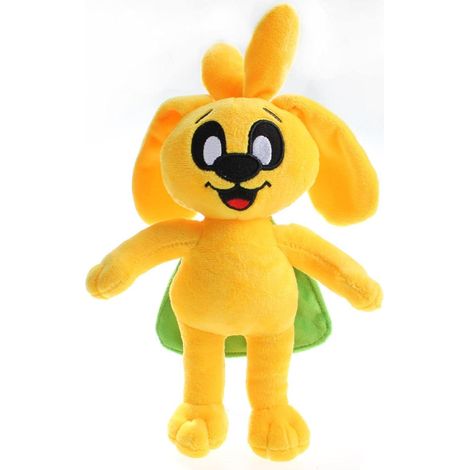 Peluche chien filet rouge Mike Clark vertical chiot jaune
