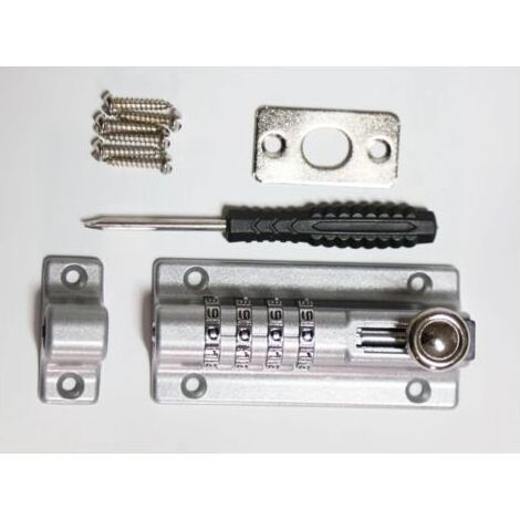 Serrure à combinaison à 4 chiffres, serrure à code mécanique, serrure coulissante sans clé, verrou de porte inviolable pour armoire, argent (1/3)