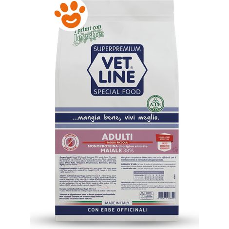 Vet Line Dog Adult Maiale Taglia Piccola - Sacco 12,5 Kg -