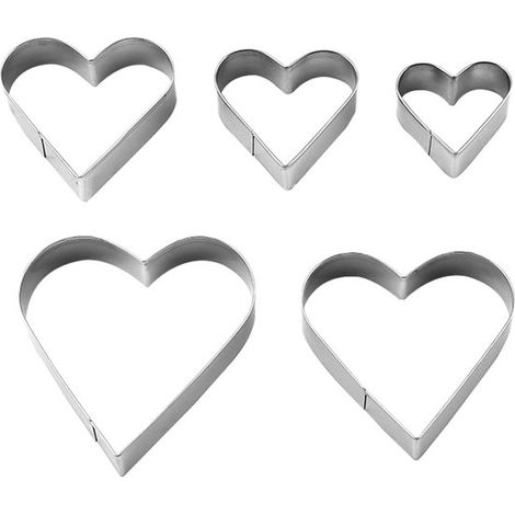 Moldes para hornear con forma de corazón - Juego de 5 - Acero inoxidable - Diseño creativo (1/5)