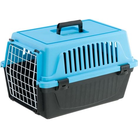 1 - Caisse De Transport - Panier De Transport - Plastique Recyclé Et Porte En Fer - Pour Chat Et Petit Chien Jusqu&39à 5 Kg - Bleu Clair - 32,5x48x29 Cm (1/5)