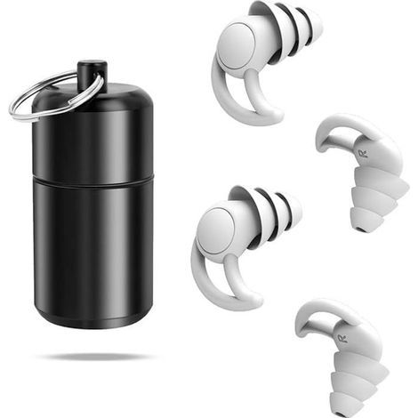 Noise-Canceling Earplugs, Reusable and Washable, Earplugs for Sleeping, Swimming, Concerts, Motorcycling, Soft Silicone Earplugs, 2pcs Gray (1/5)
