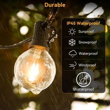 Guirlande lumineuse LED étanche 50m - 50 lumières pour jardin et terrasse