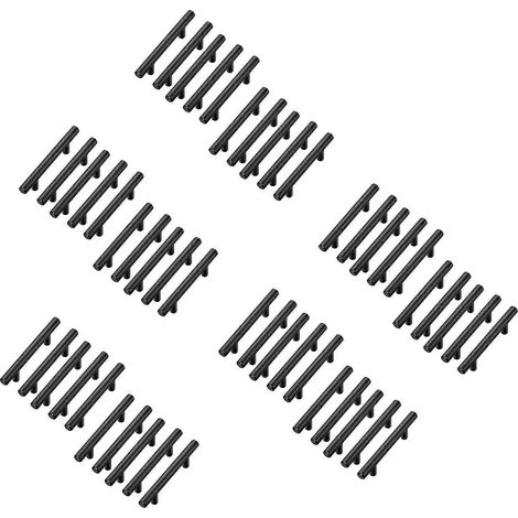 Lot de 50 poignées de meuble de 12,7 cm (5 pouces), poignées de meuble de cuisine en acier inoxydable noir mat, poignées de meuble de 12,7 cm (5 pouces) de long (1/5)