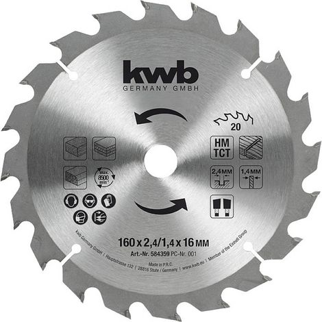 Lama per sega circolare kwb 584359 carburo 160 mm 16 mm