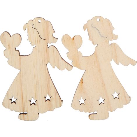 Lot de 10 Plaques en Bois à Suspendre DIY Artisanat Déco Sapin de Noël Fournitures (N°8) (1/5)