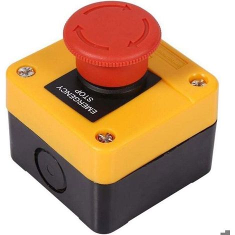 Interrupteur Arret Durgence - 220 V 10 A - Bouton Poussoir DPST 1 NO 1 NC - Pour Installation Electrique Domestique - 1 Unite (1/4)