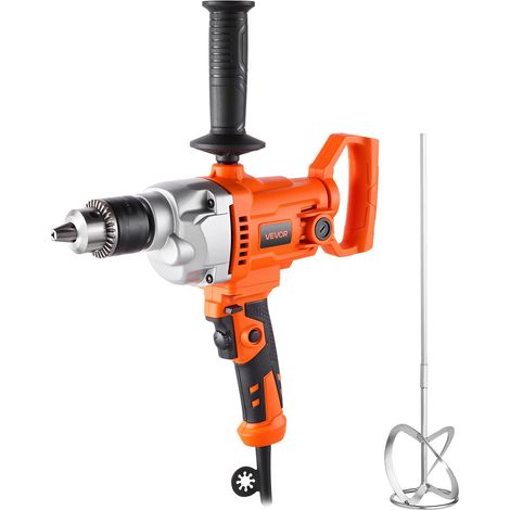 VEVOR Trapano Miscelatore Elettrico 15,89 mm 1100 W con Agitatore per Miscelazione 850 giri/min 3,2 A Trapano Miscelatore con Impugnatura a D per Foratura e Miscelazione per Cemento (1/5)