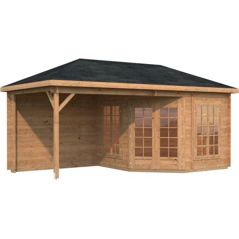 Abri de jardin en bois Melanie 7,0+8,1 m2 Traité Marron (1/5)