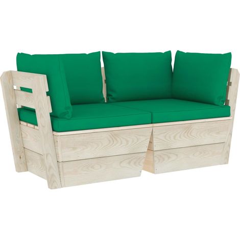 Maison Exclusive - Garten-Palettensofa 2-Sitzer mit Kissen Fichte