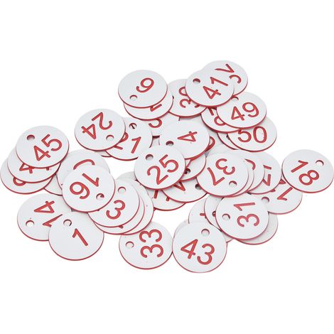 50 étiquettes pour ruches, rondes, numérotées, en ABS avec trou, fournitures apicoles, blanches, de 1 à 50 (1/5)