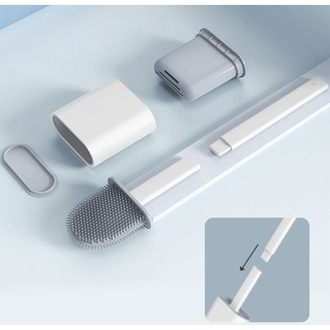 Brosse de toilette (blanche), brosse de toilette en silicone multifonction-AquaForge (1/5)