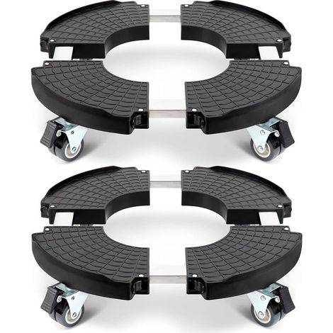 W B D WEIBIDA Adjustable Rolling Tray, Diameter 40-54 cm, =, Flower Pot Holder for Indoor and Outdoor, Plant, Parasol Base, Bin, Pack of 2, Black (1/5)