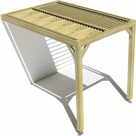 Pergola bois • 2m x 3m • adossée • sens profondeur • lames orientables bioclimatiques incluses • livraison comprise (1/3)