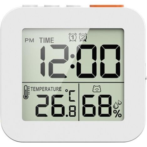Horloge de salle de bain numérique, minuterie de douche, hygromètre, thermomètre, horloge murale, minuterie de douche étanche, blanc (1/4)