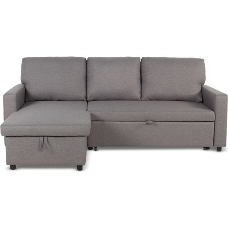 Canapé d'Angle Gauche Convertible "Minera" 215cm Gris (1/5)