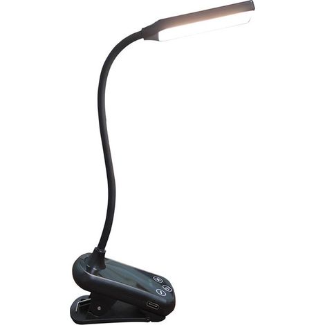 Kaelt - Lampe de lecture positionnable sur livres, type lampe, flexible, avec 3 éclairages LED et 8 niveaux d'intensité, 11 LED, noir (1/4)