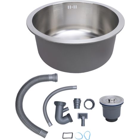 Évier de cuisine en acier inoxydable 304, rond, simple, barre pour légumes et fruits, lavage de la vaisselle, 42cm brossé