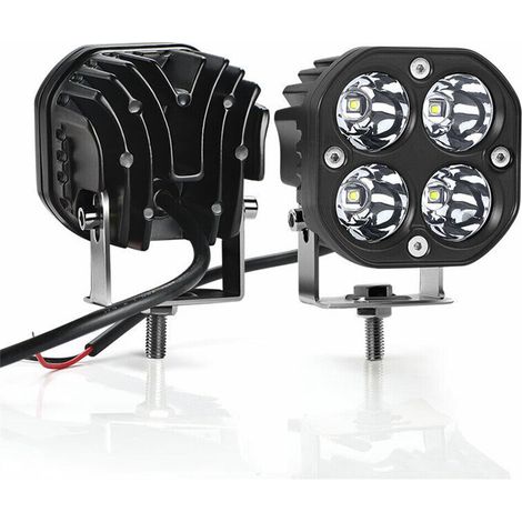 2 barres lumineuses LED de travail, projecteurs longue portée, feux de route ronds de 7,6 cm (3 pouces) pour voitures tout-terrain et SUV. (1/5)