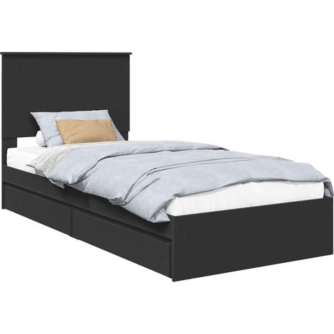 Maison Exclusive - Lit de Rangement avec tiroir Noir 90 x 190 cm Bois d'ingénierie