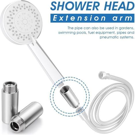 Lot de 2 bras d'extension de pommeau de douche droit en acier inoxydable pour salle de bain (1/3)