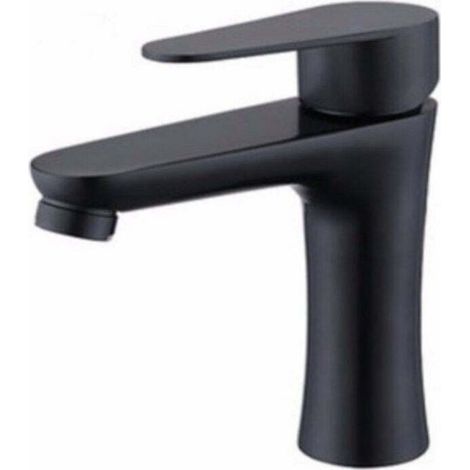 Moderne Robinet Mitigeur Lavabo Poignée unique Robinet de Salle de Bains Chaude et Froide Réglable Noir mat (1/4)