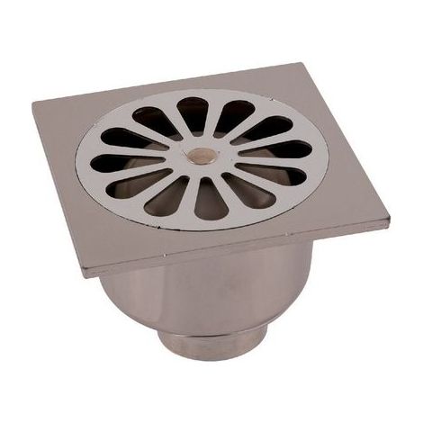 Siphon PVC avec grille inox 100x100 finition chromé