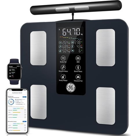 Balance Impedancemetre Connectée, 50 Mesures Affichées 180 kg  8 Electrodes Pese Personne Masse Graisseuse et Muscle IMC Haute Précision (1/5)